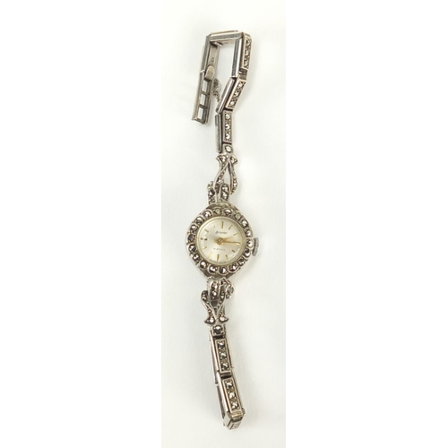 302 - Ladies silver marcasite Accurist wristwatch