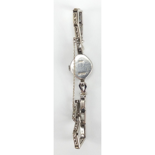 302 - Ladies silver marcasite Accurist wristwatch