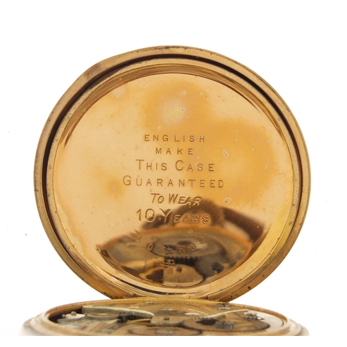 298 - Gentleman's gold plated open face pocket watch, 5cm in diameter