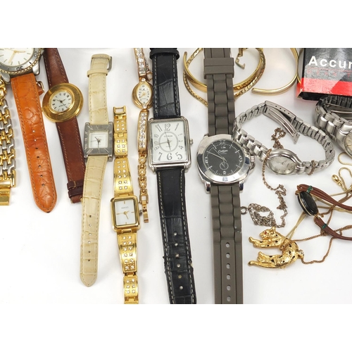 356 - Costume jewellery including wristwatches, necklaces, bracelets and Bank of England ten shilling and ... 