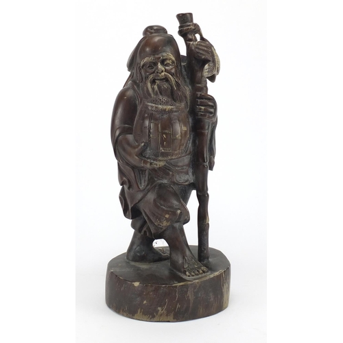 2168 - Chinese root carving of a fisherman, 41cm high