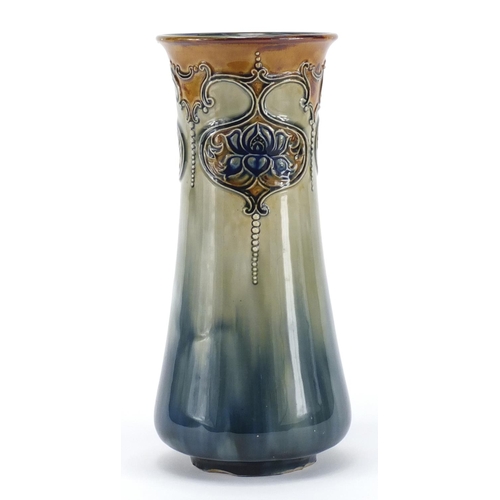 483 - Art Nouveau Royal Doulton stoneware vase, numbered 6948, 24.5cm high