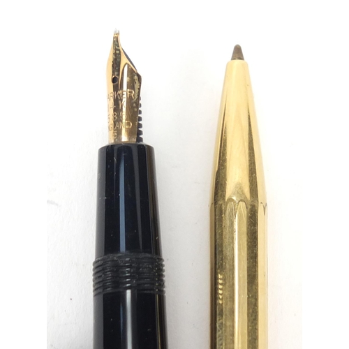378 - Parker fountain pen with 14ct gold nib and a Waterman's biro pen