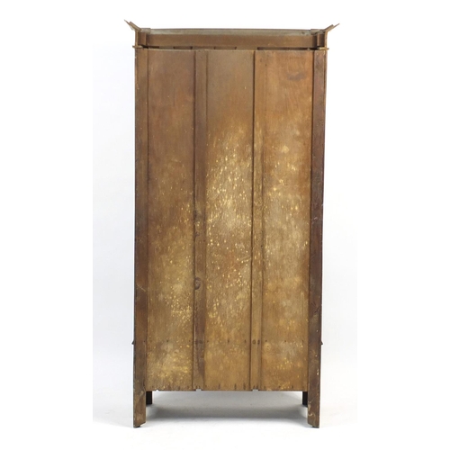 54 - Oak wardrobe with bevelled mirror door and drawer to the base, 193cm H x 102cm W x 45cm D