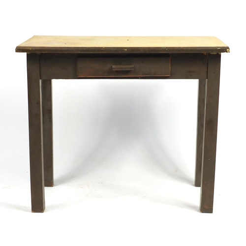 118 - Vintage painted pine kitchen table with Formica top, 77cm H x 93cm W x 55cm D