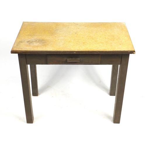 118 - Vintage painted pine kitchen table with Formica top, 77cm H x 93cm W x 55cm D