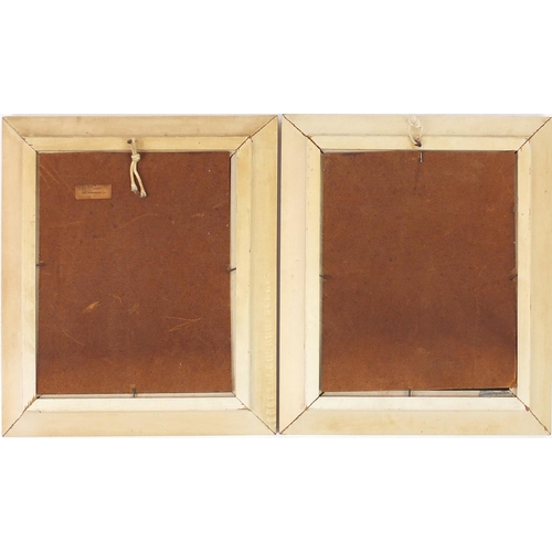 149 - Jay Ward - Still life items and fruit, pair of oil on boards, framed, 25cm x 20cm