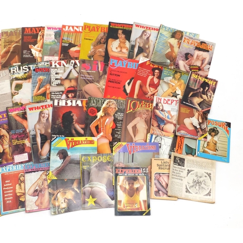 654 - Vintage adult magazines including Whitehouse, Janus, Park Lane, Playbirds, Knave and Experience
