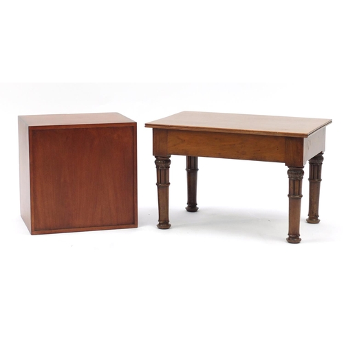 134 - Mahogany three drawer table top chest and a Victorian mahogany occasional table