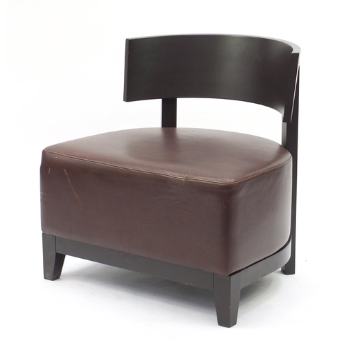 49 - Contemporary RHA reception chair with brown leather seat, 73cm high