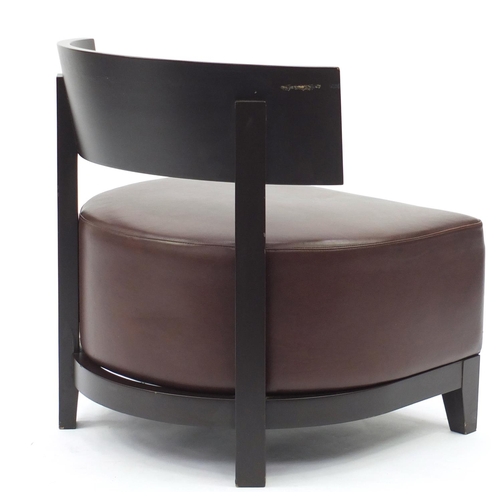 49 - Contemporary RHA reception chair with brown leather seat, 73cm high