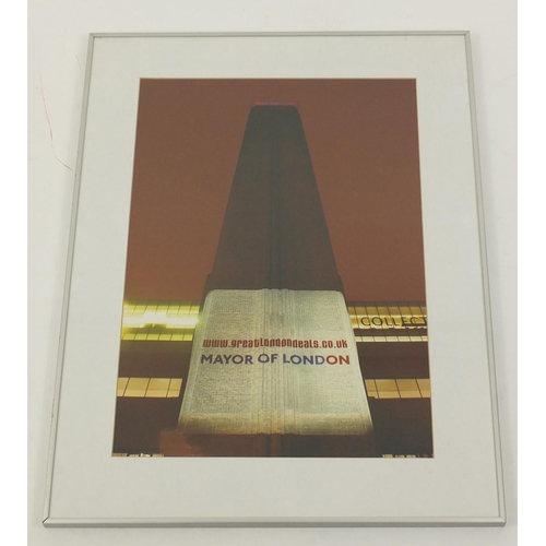 333 - Mayor of London - Gobo projection on The Tate Modern 2002 poster, mounted and framed, 55cm x 39cm