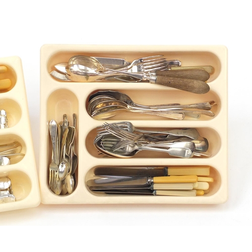 294 - Mostly silver plated and stainless steel cutlery, some with ivorine handles
