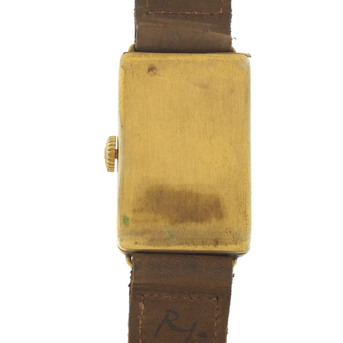 317 - Vintage gentleman's gold plated wristwatch with brown leather strap