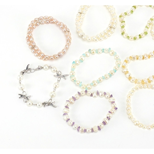 347 - Ten freshwater pearl bracelets