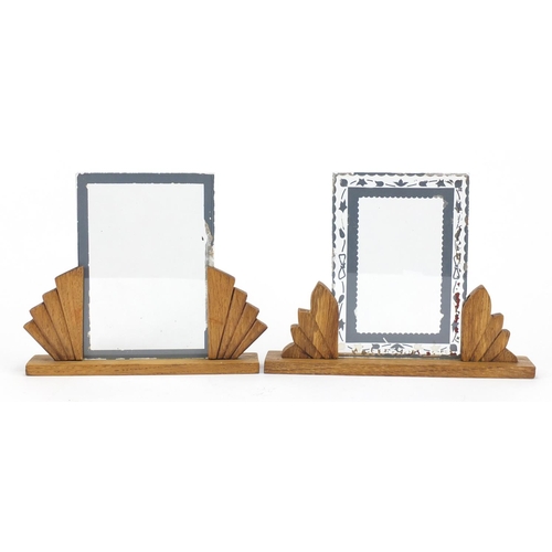 526 - Two Art Deco oak and glass photo frames, each 19.5cm high