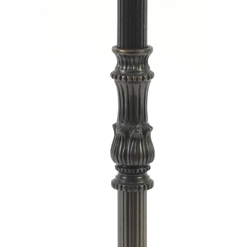 204 - Ornate bronzed table lamp, 88cm high