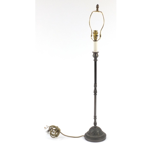 204 - Ornate bronzed table lamp, 88cm high