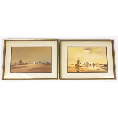332 - John Snelling - Landscape views, pair of  watercolours, each mounted and framed, 42cm x 26cm