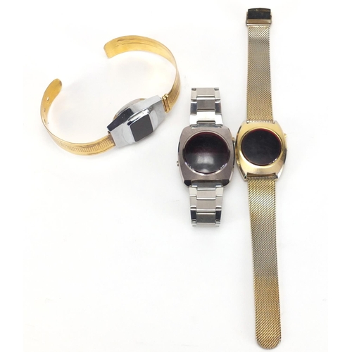 315 - Three vintage gentleman's digital wristwatches