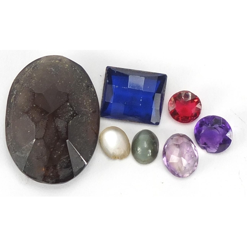 330 - Semi precious stones including smoky quartz and amethyst