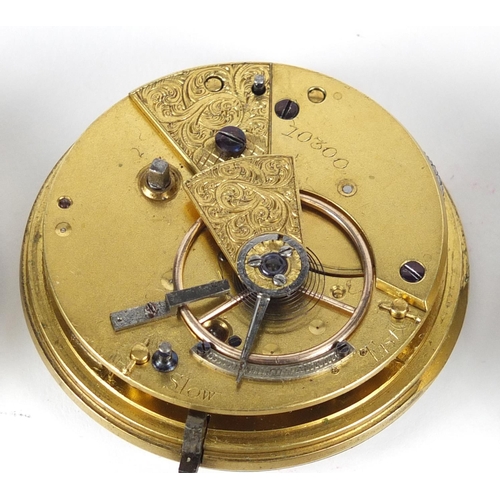 324 - Pocket watch movements including Charles Frodsham, William Erskine and C. Saruet?