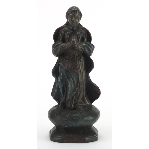 493 - Hand painted carved wood religious figure, 28.5cm high