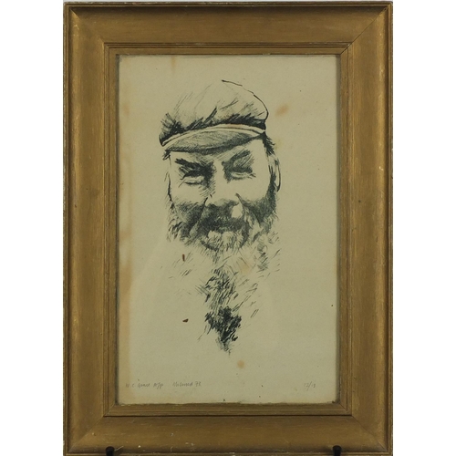 282 - W C Grace - Artist proof portrait of a cricketer, pencil signed and numbered 12/18, framed, 40cm x 2... 