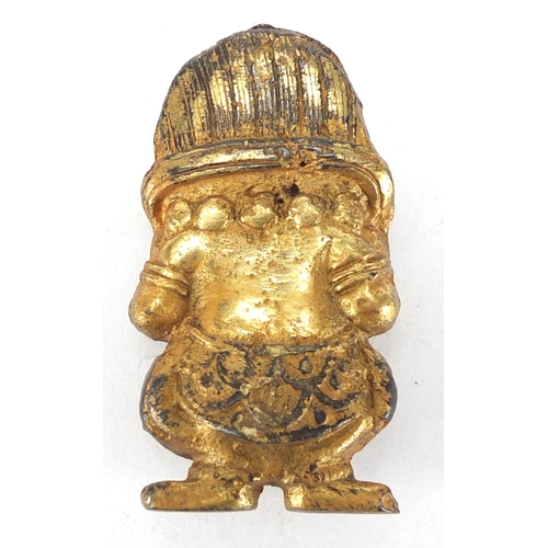 393 - Tibetan gilt metal mythical figure, 6cm high