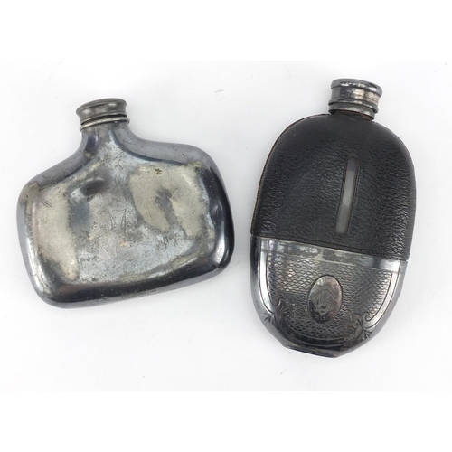 436 - Two Victorian silver plated hip flasks