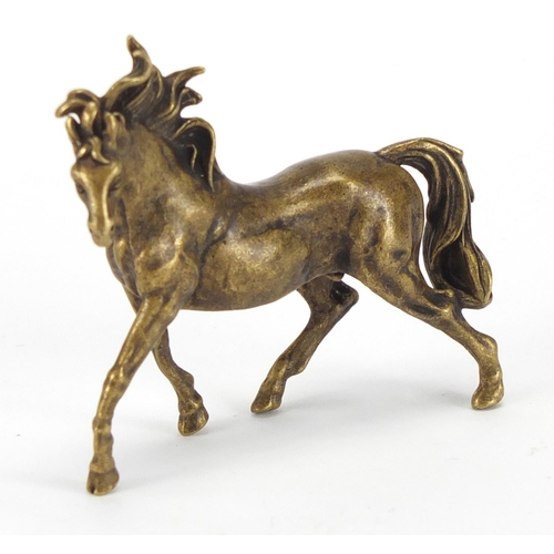 377 - Patinated bronze horse, 7cm in length