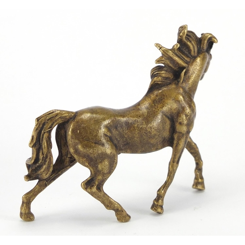 377 - Patinated bronze horse, 7cm in length