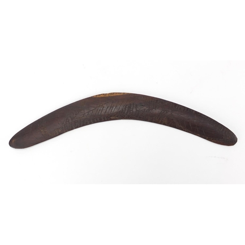 575 - Aboriginal carved wood boomerang, 40.5cm in length