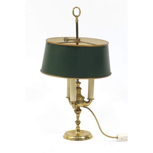 2283A - Brass Bouillotte table lamp with shade, 56cm high