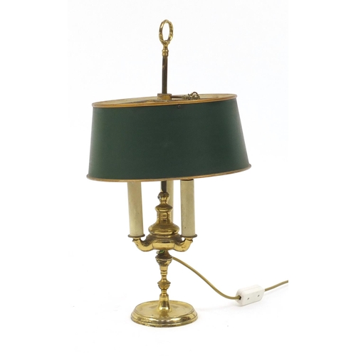 2283A - Brass Bouillotte table lamp with shade, 56cm high
