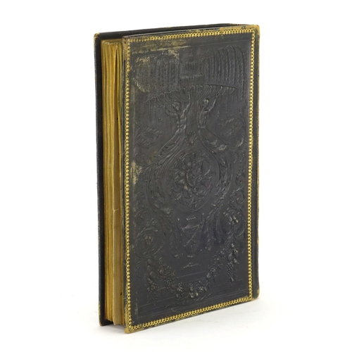 638 - 19th century tooled leather album, housing annotations and engraving