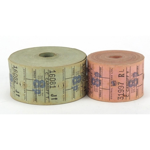 639 - Two rolls of vintage Cardiff bus tickets