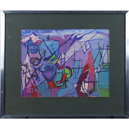 282A - Abstract compositions, three gouaches, each mounted and framed, the largest 35.5cm x 28cm