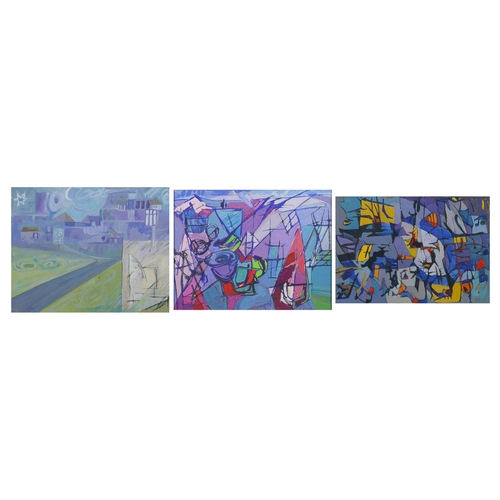 282A - Abstract compositions, three gouaches, each mounted and framed, the largest 35.5cm x 28cm