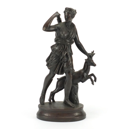 2127 - Classical bronzed figurine of a female leaping, numbered 15841, 37cm high