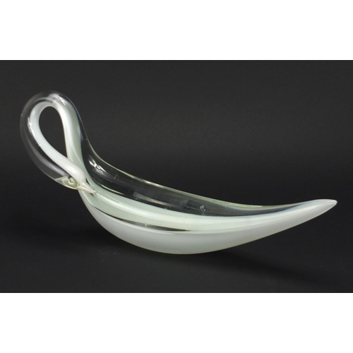 2135 - Murano white and clear glass swan, 43.5cm in length