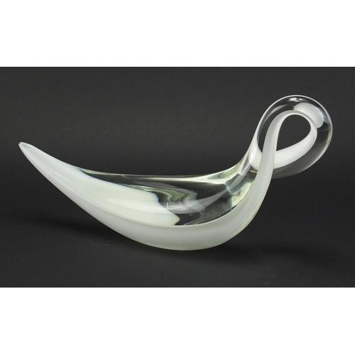 2135 - Murano white and clear glass swan, 43.5cm in length