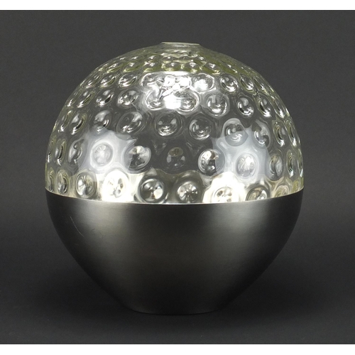 2193 - Modernist Danish glass and stainless steel vase,   25.5cm high