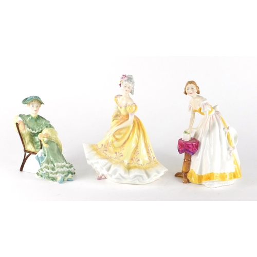 2141 - Three Royal Doulton figurines comprising Ascot HN2356, Happy Birthday HN3095 and Ninette HN2379, the... 