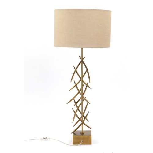 2029 - Contemporary gilt metal designer table lamp with shade, 86cm high