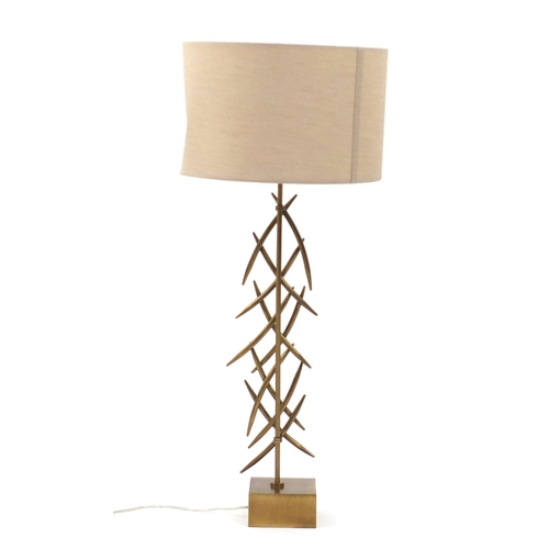 2030 - Contemporary gilt metal designer table lamp with shade, 86cm high