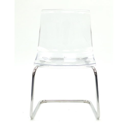 2054 - Contemporary perspex and chrome tobias chair, 83cm high