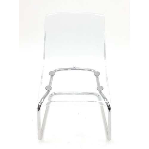 2054 - Contemporary perspex and chrome tobias chair, 83cm high