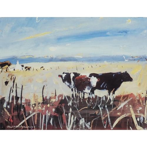 2186 - Hamish Macdonald - Cattle, Arisaig, pencil signed print, limited edition 138/600, mounted and framed... 