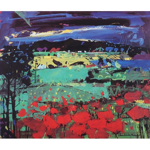 2188 - Hamish Macdonald - Poppy Field, Loch Lomond, pencil signed print, limited edition 146/600, mounted a... 
